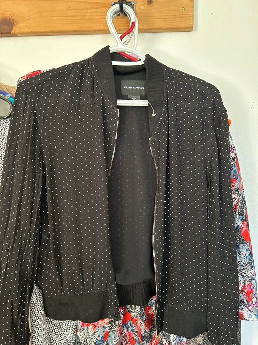 Club Monaco Silk Polka dot Bomber